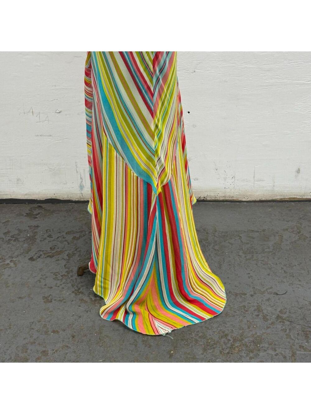 Vintage Derhy Candy Stripe Asymmetric Maxi Dress